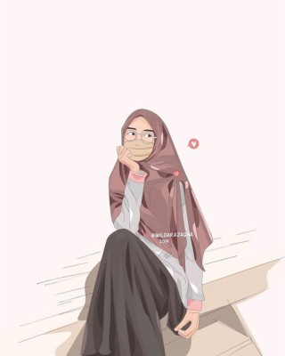 Detail Gambar Kartun Cantik Berhijab Hitam Putih Nomer 46