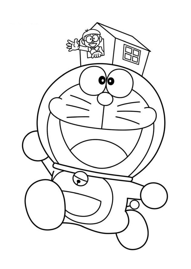 Detail Gambar Kartun Doraemon Untuk Mewarnai Nomer 8