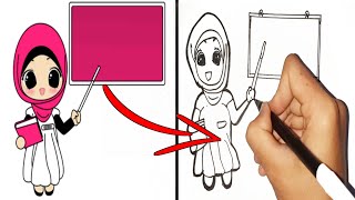 Detail Gambar Kartun Guru Muslimah Sedang Mengajar Nomer 27