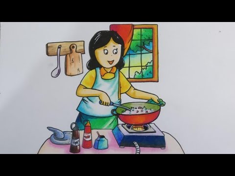 Detail Gambar Kartun Ibu Sedang Memasak Nomer 3