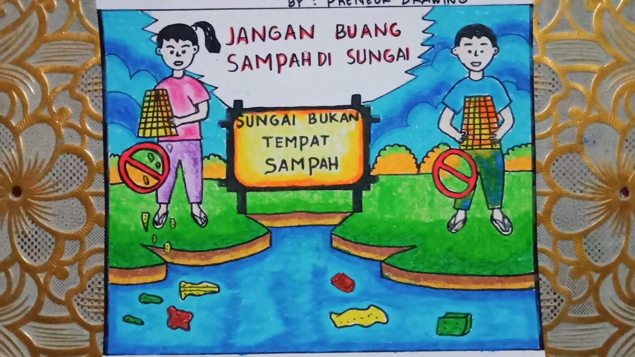 Detail Gambar Kartun Mewarnai Membuang Sampah Di Selokan Nomer 15