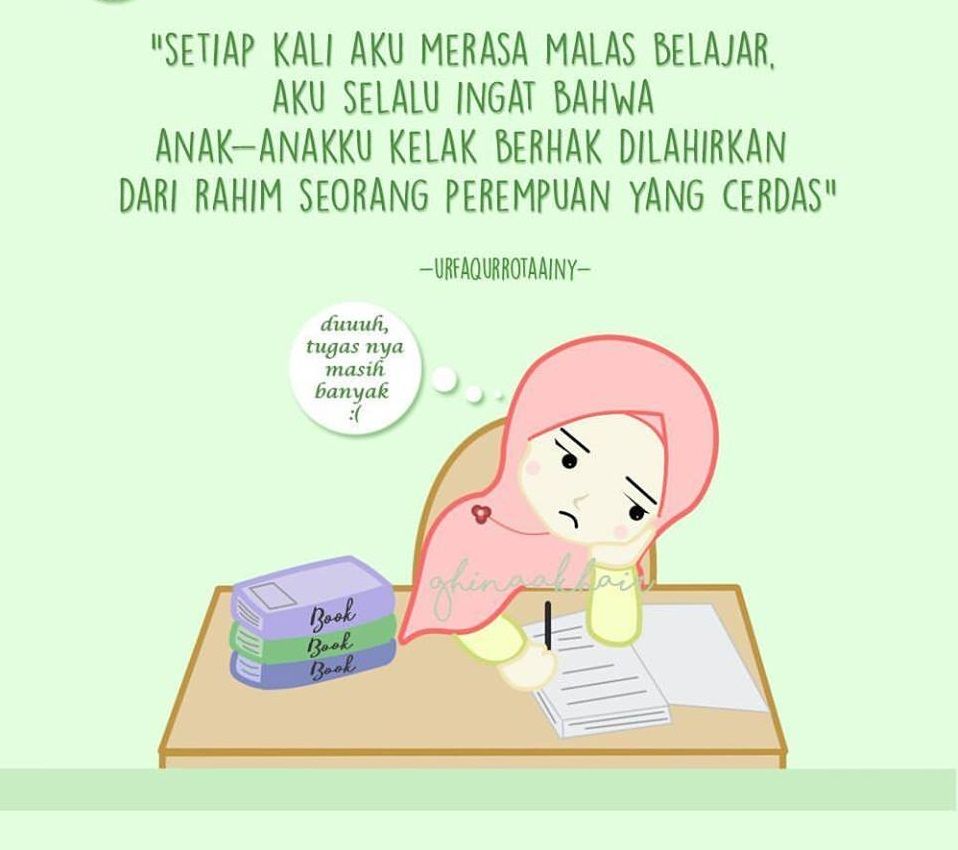 Detail Gambar Kartun Muslimah Sedang Belajar Nomer 2