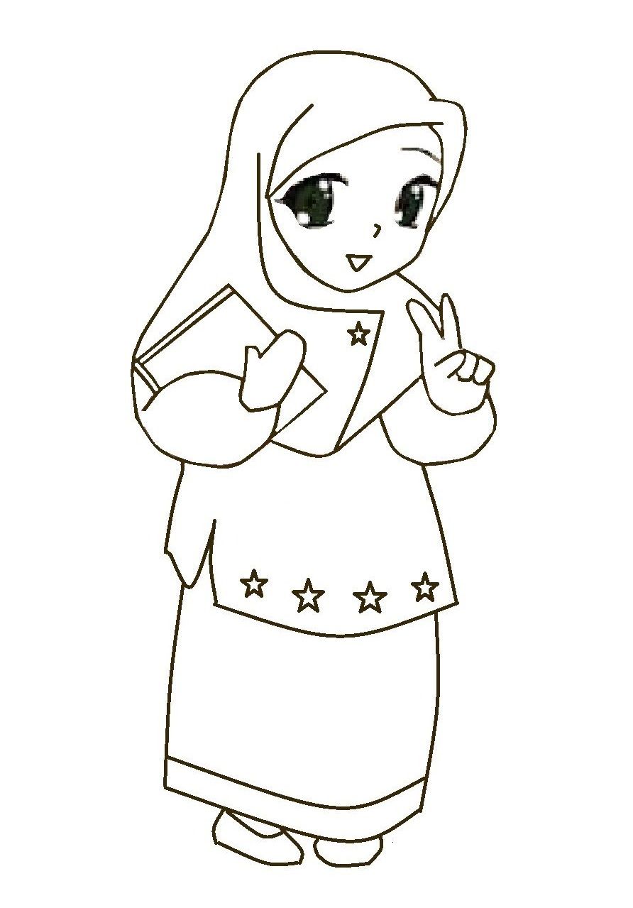 Detail Gambar Kartun Muslimah Untuk Diwarnai Nomer 2