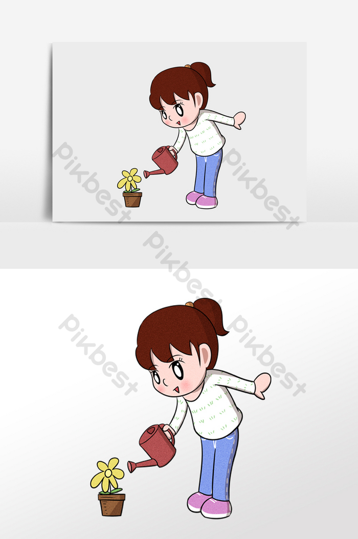 Detail Gambar Kartun Orang Menyiram Bunga Nomer 6