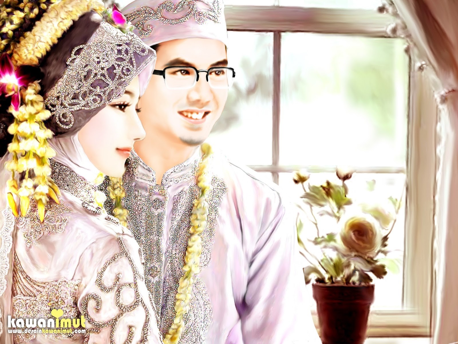 Detail Gambar Kartun Pernikahan Muslim Nomer 33