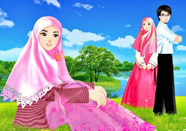 Detail Gambar Kartun Romantis Hijab Nomer 25
