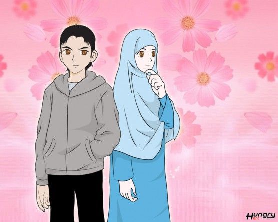 Detail Gambar Kartun Romantis Hijab Nomer 6