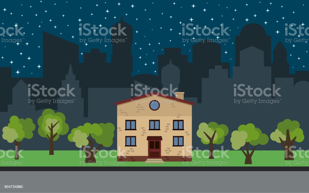 Detail Gambar Kartun Rumah Di Malam Hari Nomer 10