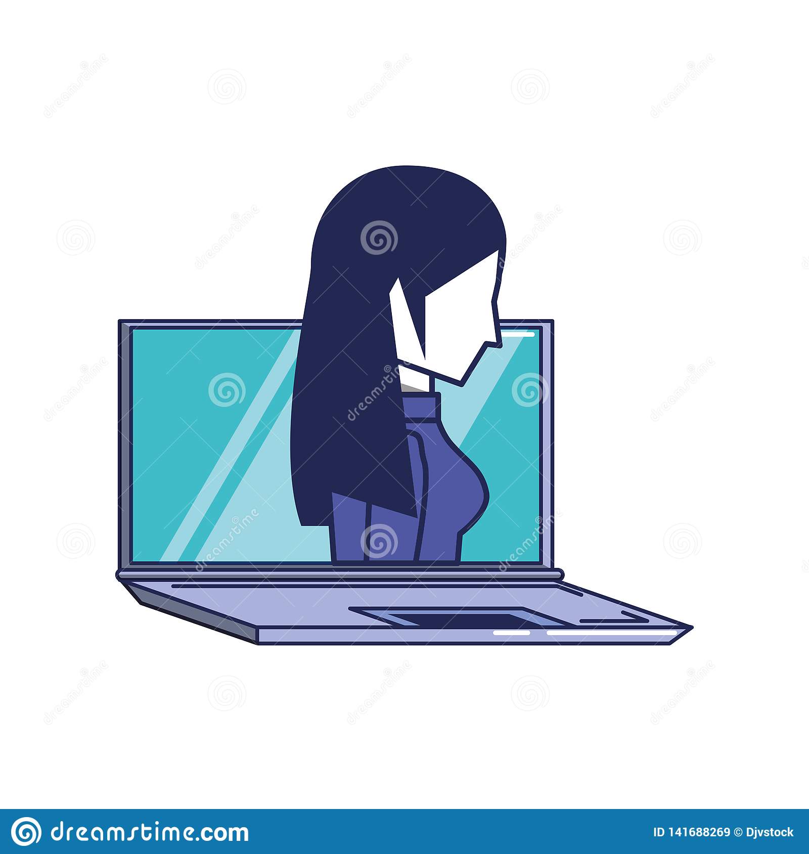 Detail Gambar Kartun Sedang Main Laptop Nomer 16