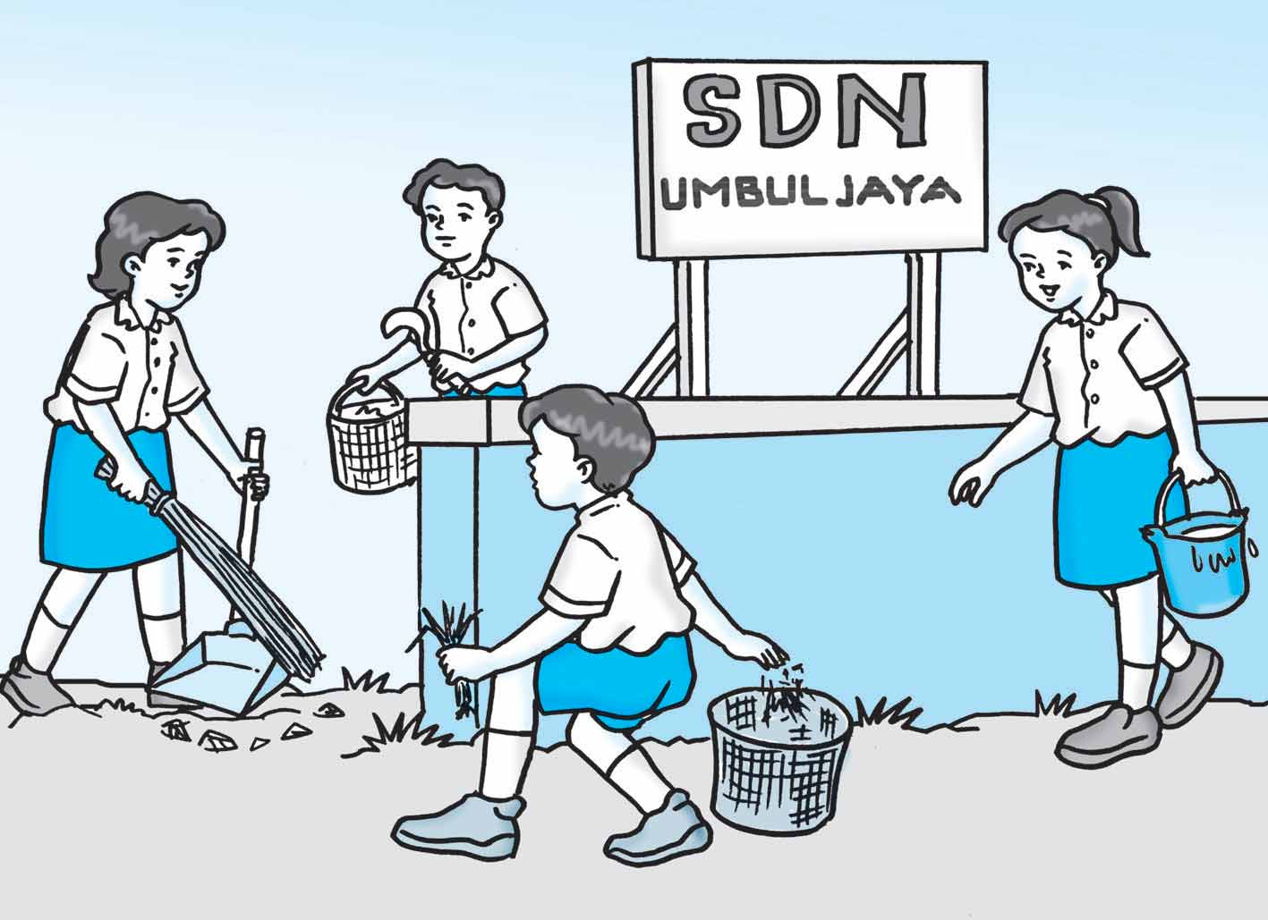 Detail Gambar Kartun Siswa Sedang Kerja Bakti Di Lingkungan Sekolah Nomer 17