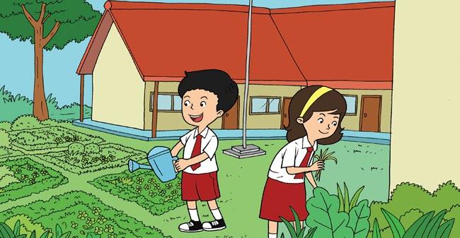 Download Gambar Kartun Siswa Sedang Kerja Bakti Di Lingkungan Sekolah Nomer 4