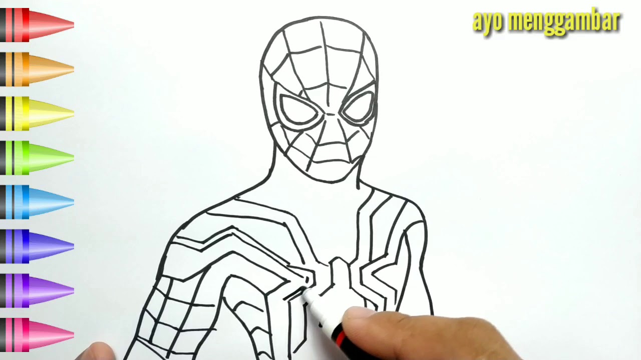 Detail Gambar Kartun Spiderman Mewarnai Nomer 7