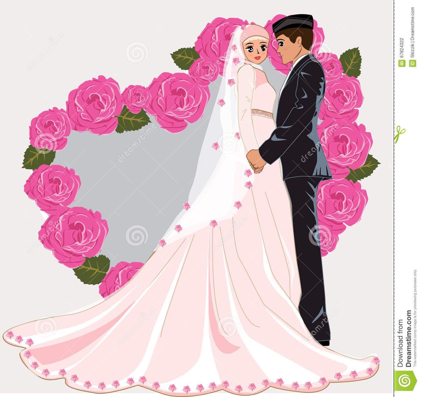 Detail Gambar Kartun Wedding Muslim Nomer 13