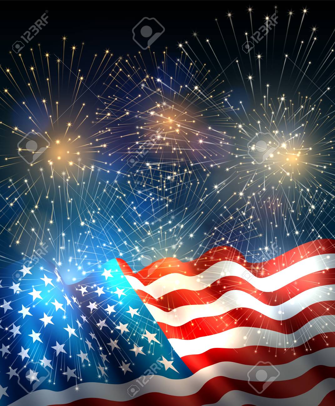 Detail American Flag And Fireworks Clipart Nomer 14