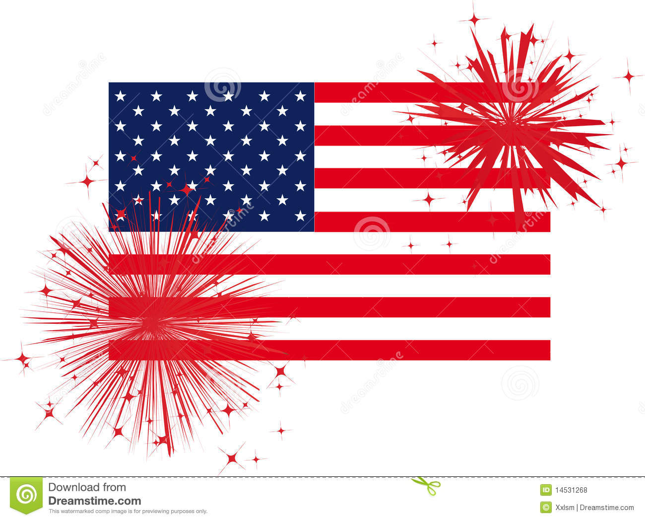 Detail American Flag And Fireworks Clipart Nomer 7