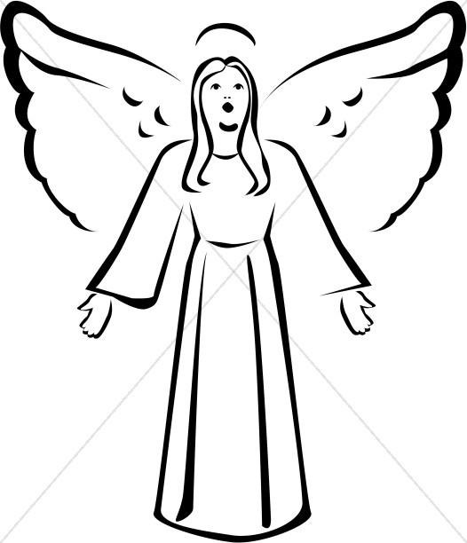 Detail Angel Clipart Black And White Nomer 14