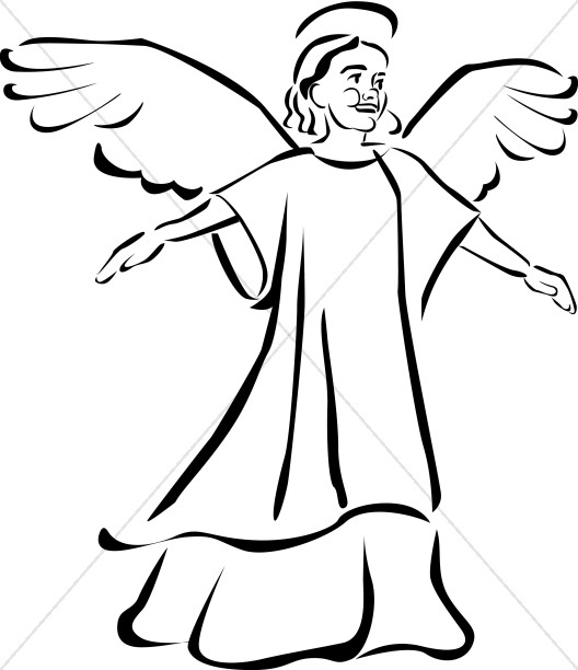 Detail Angel Clipart Black And White Nomer 17