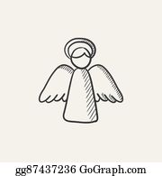 Detail Angel Outline Clip Art Nomer 28