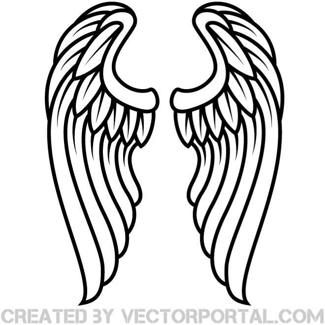 Detail Angel Wings Black And White Clipart Nomer 10