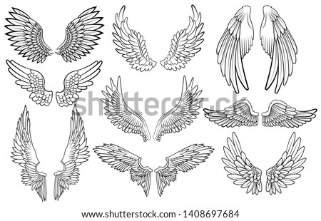 Detail Angel Wings Black And White Clipart Nomer 49
