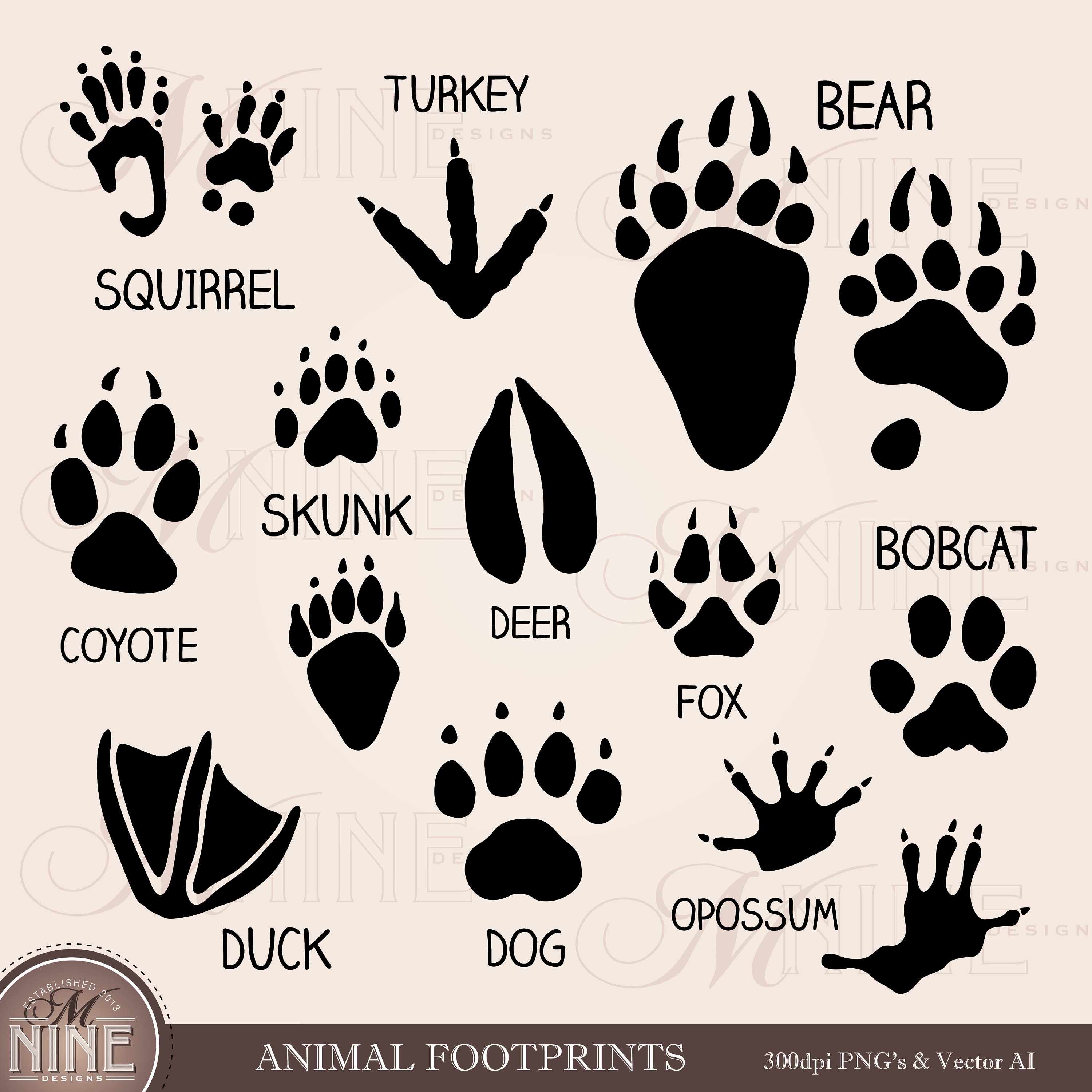 Detail Animal Footprints Clip Art Nomer 2
