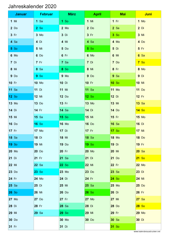 Detail Kalender Drucken 2020 Kostenlos Nomer 3