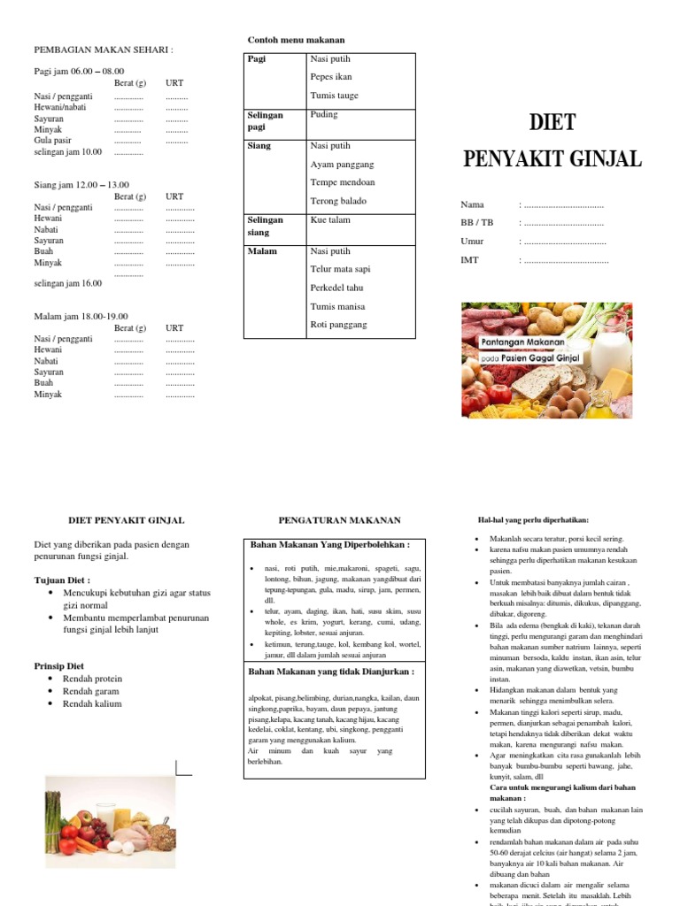 Detail Contoh Menu Sehari Penyakit Ginjal Nomer 35
