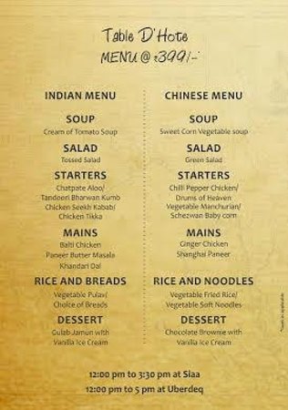 Contoh Menu Table D Hote - KibrisPDR