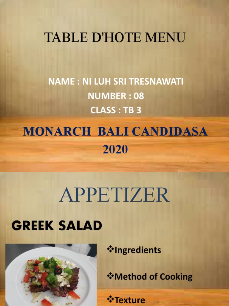 Detail Contoh Menu Table D Hote Nomer 20