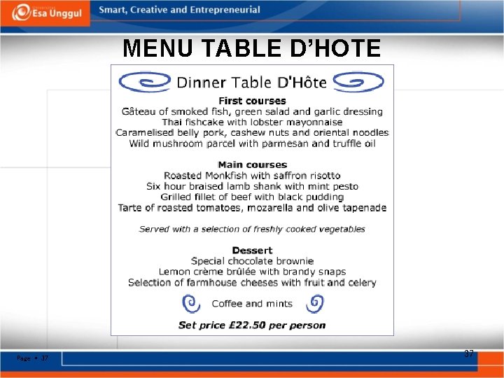 Detail Contoh Menu Table D Hote Nomer 25