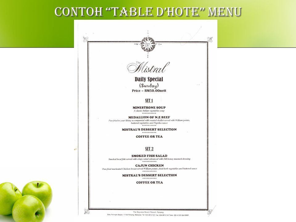 Detail Contoh Menu Table D Hote Nomer 45