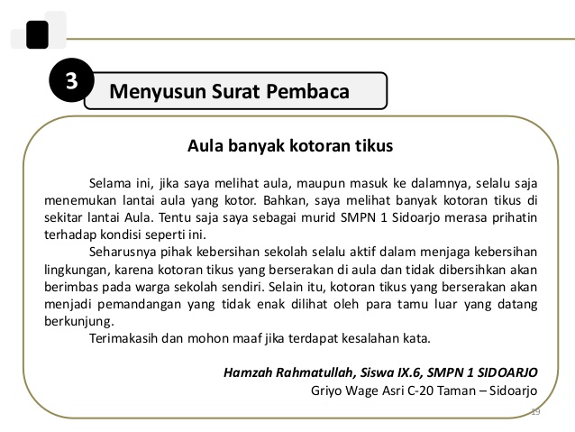 Contoh Menulis Surat Pembaca Tentang Lingkungan Sekolah - KibrisPDR