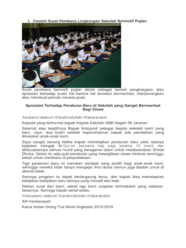 Detail Contoh Menulis Surat Pembaca Tentang Lingkungan Sekolah Koleksi