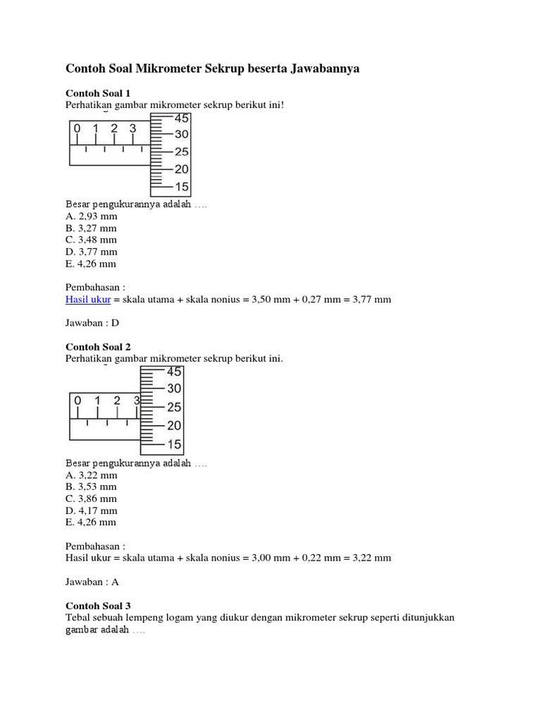 Detail Contoh Mikrometer Sekrup Nomer 30