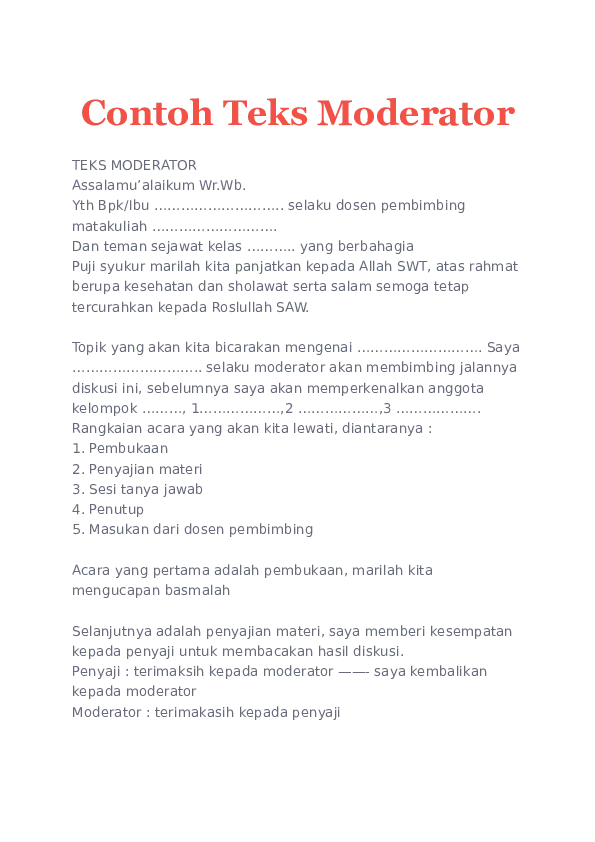 Detail Contoh Moderator Presentasi Koleksi Nomer 3