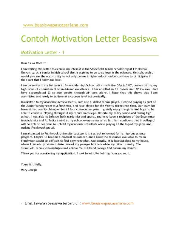 Detail Contoh Motivation Letter Beasiswa Nomer 14