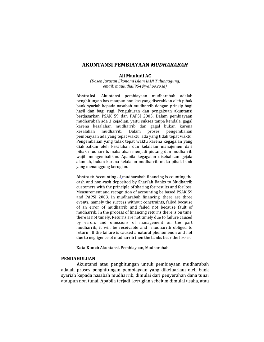 Detail Contoh Mudharabah Mutlaqah Nomer 46