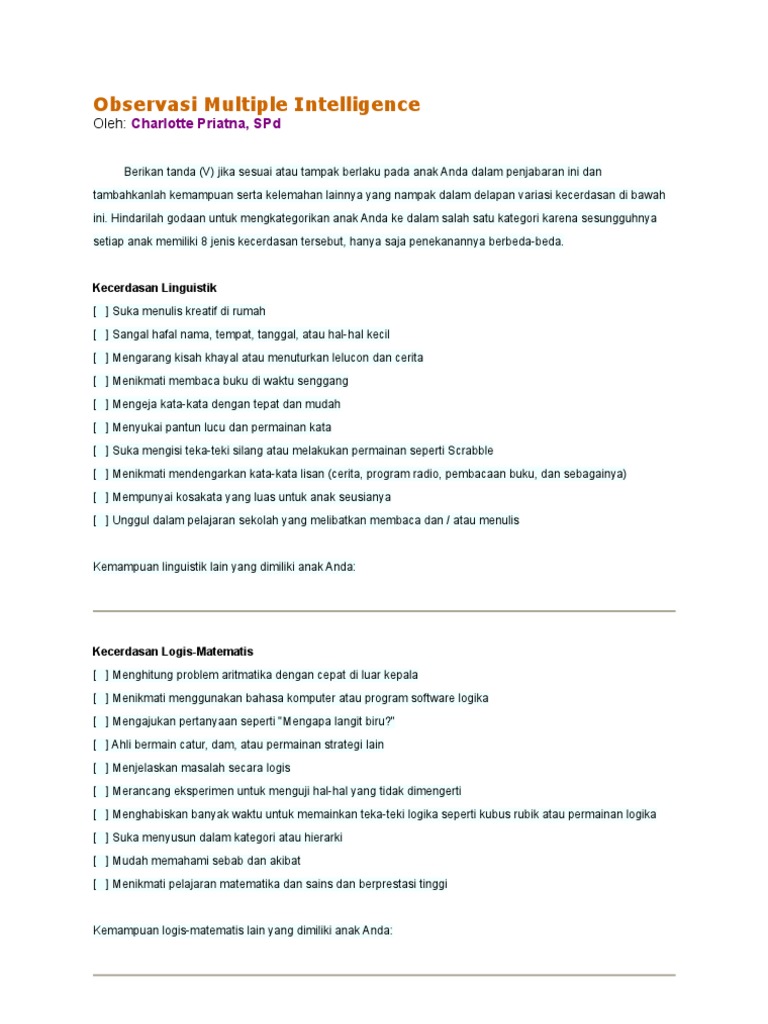 Detail Contoh Multiple Intelligence Nomer 22