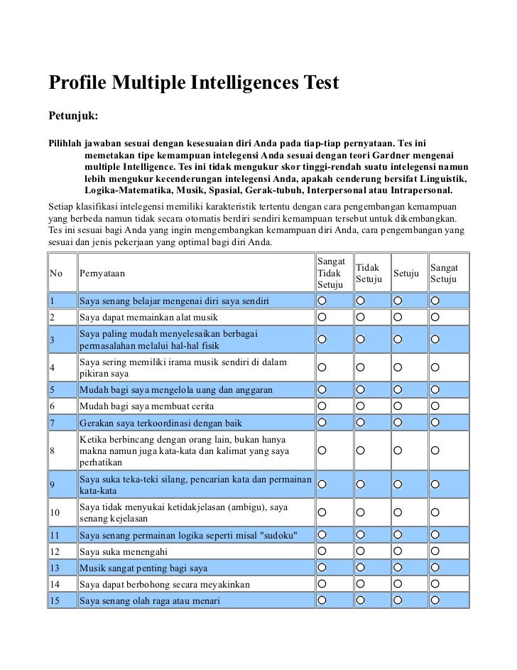 Detail Contoh Multiple Intelligence Nomer 27