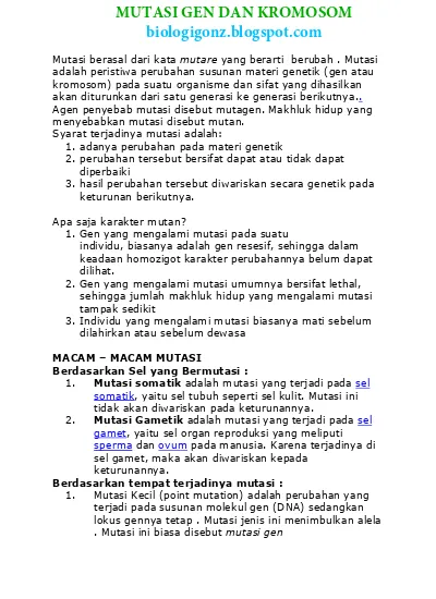 Detail Contoh Mutasi Kromosom Nomer 47