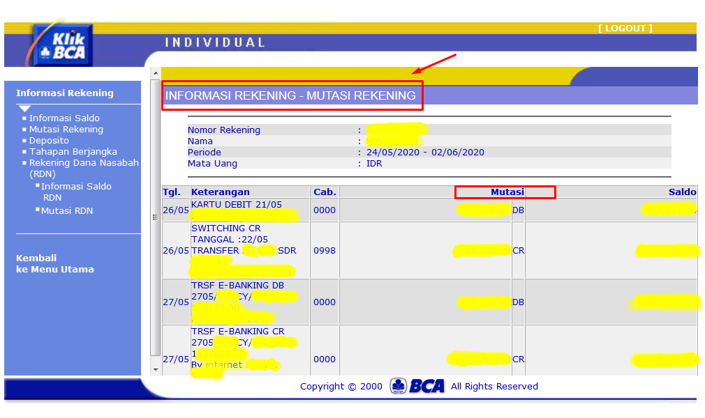 Detail Contoh Mutasi Rekening Bca Nomer 12