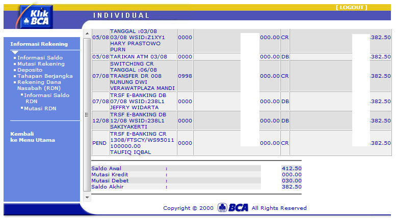 Detail Contoh Mutasi Rekening Bca Nomer 20