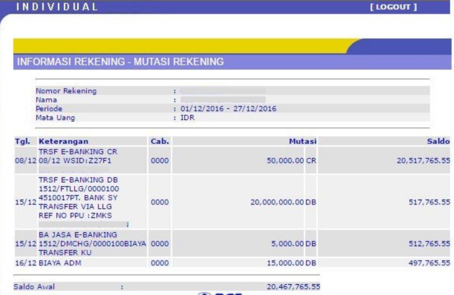 Detail Contoh Mutasi Rekening Bca Nomer 52
