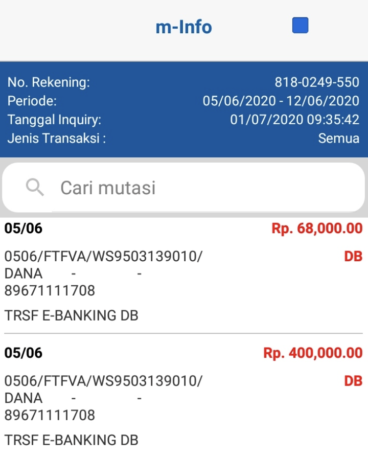 Detail Contoh Mutasi Rekening Bca Nomer 9