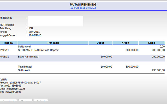 Detail Contoh Mutasi Rekening Bri Nomer 46