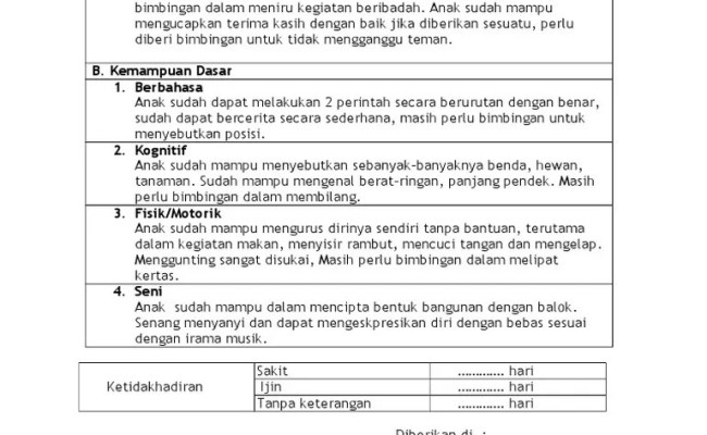 Detail Contoh Narasi Laporan Perkembangan Anak Tk Semester 1 Nomer 27