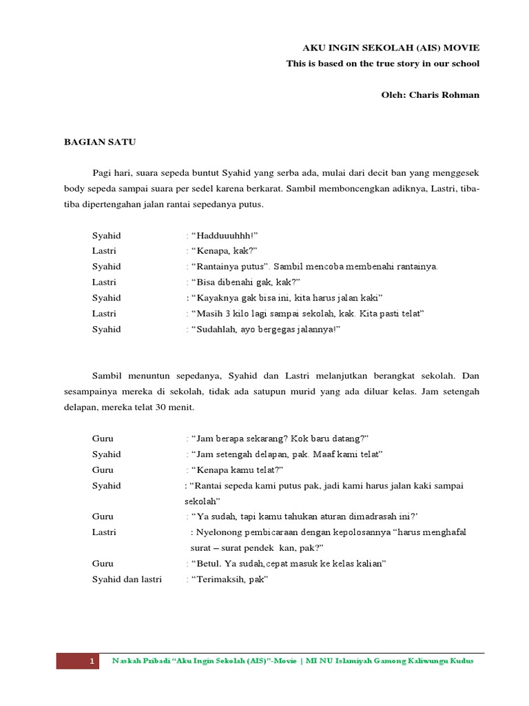 Detail Contoh Naskah Film Pendek Sekolah Nomer 7