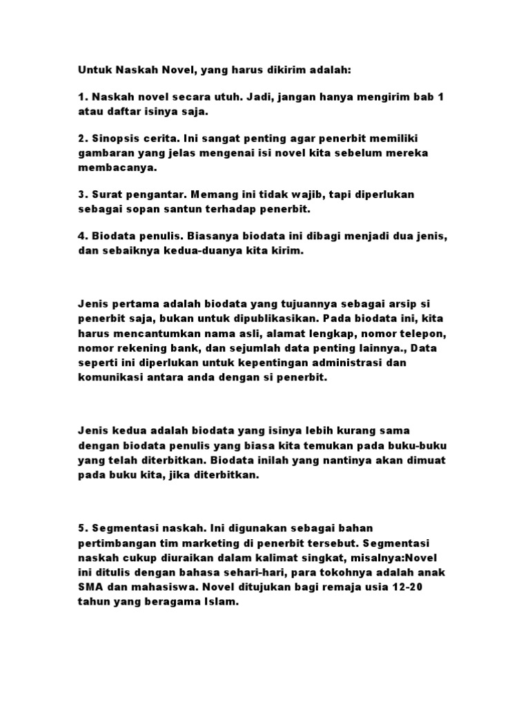 Detail Contoh Naskah Novel Nomer 4