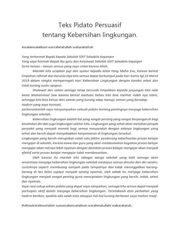 Detail Contoh Naskah Pidato Persuasif Nomer 24