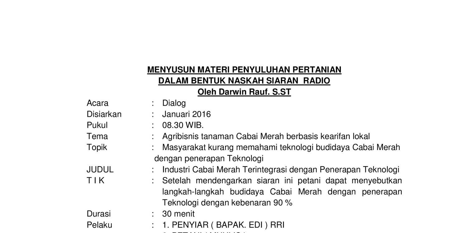 Detail Contoh Naskah Siaran Radio Nomer 35